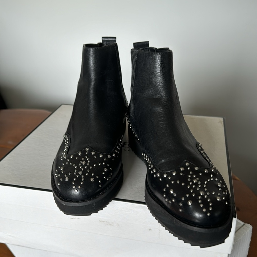 Michael Kors Sofia Flat Black Leather Studded Ank… - image 7